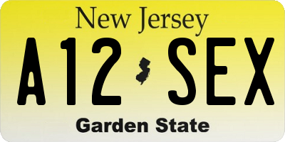 NJ license plate A12SEX