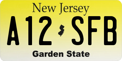 NJ license plate A12SFB