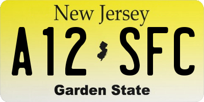 NJ license plate A12SFC