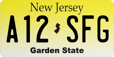 NJ license plate A12SFG