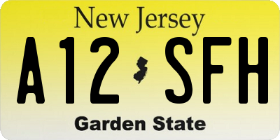 NJ license plate A12SFH