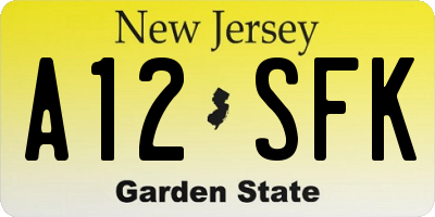 NJ license plate A12SFK