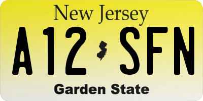 NJ license plate A12SFN