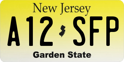 NJ license plate A12SFP