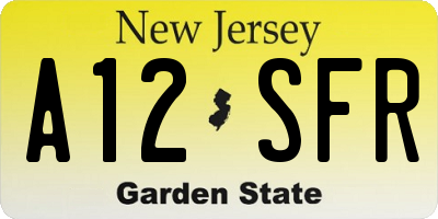 NJ license plate A12SFR