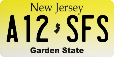 NJ license plate A12SFS