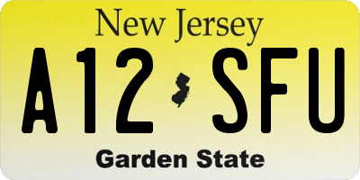NJ license plate A12SFU