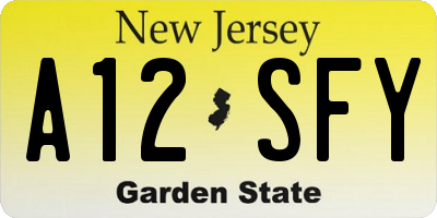NJ license plate A12SFY