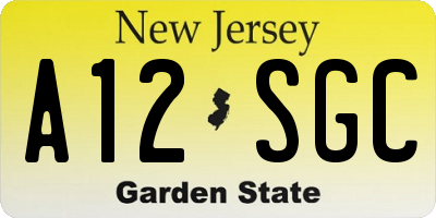 NJ license plate A12SGC