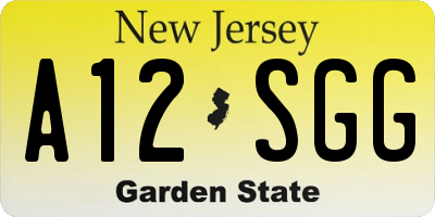 NJ license plate A12SGG