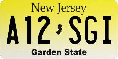 NJ license plate A12SGI