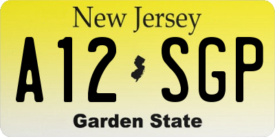 NJ license plate A12SGP