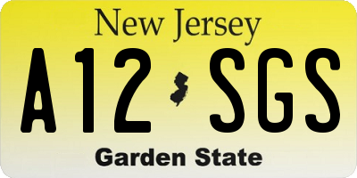 NJ license plate A12SGS