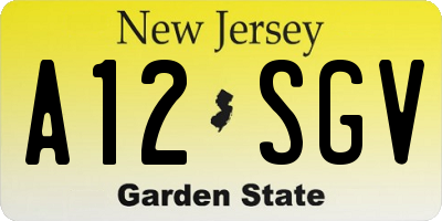 NJ license plate A12SGV