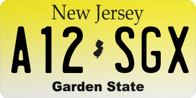 NJ license plate A12SGX