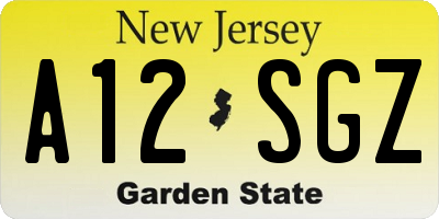 NJ license plate A12SGZ