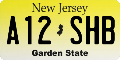 NJ license plate A12SHB