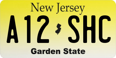NJ license plate A12SHC