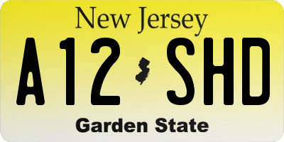 NJ license plate A12SHD