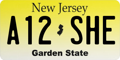 NJ license plate A12SHE