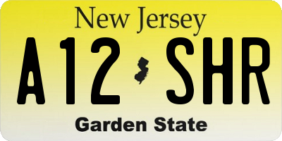 NJ license plate A12SHR