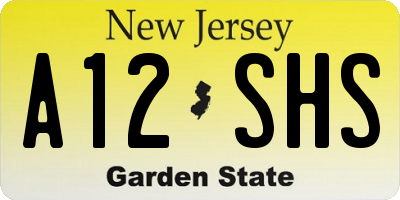 NJ license plate A12SHS