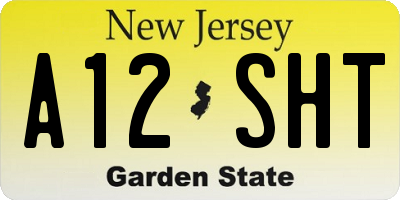 NJ license plate A12SHT