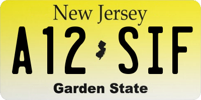 NJ license plate A12SIF