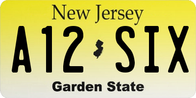 NJ license plate A12SIX