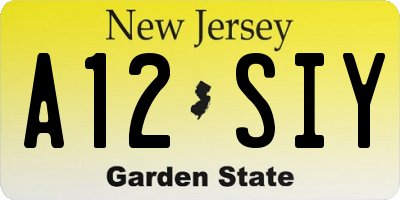 NJ license plate A12SIY