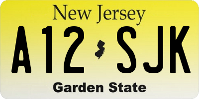 NJ license plate A12SJK