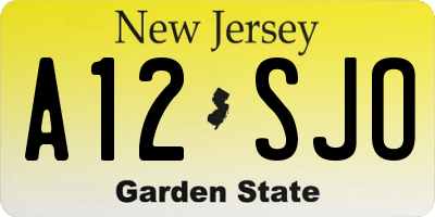 NJ license plate A12SJO