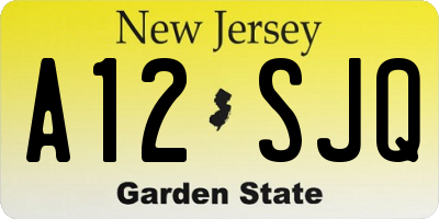 NJ license plate A12SJQ