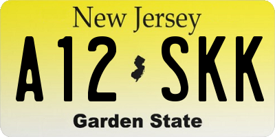NJ license plate A12SKK