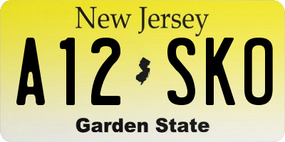 NJ license plate A12SKO