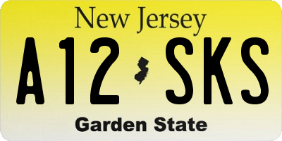 NJ license plate A12SKS