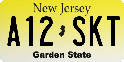 NJ license plate A12SKT