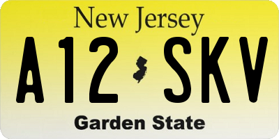 NJ license plate A12SKV