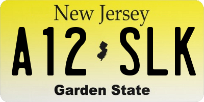 NJ license plate A12SLK