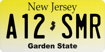 NJ license plate A12SMR