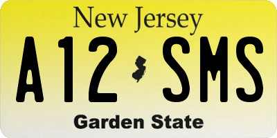 NJ license plate A12SMS