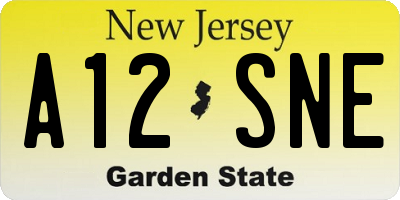 NJ license plate A12SNE