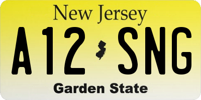 NJ license plate A12SNG