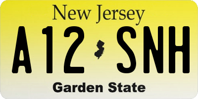 NJ license plate A12SNH