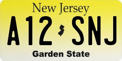 NJ license plate A12SNJ