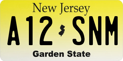 NJ license plate A12SNM