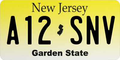 NJ license plate A12SNV