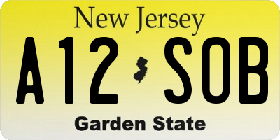 NJ license plate A12SOB