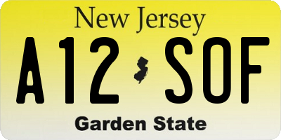 NJ license plate A12SOF