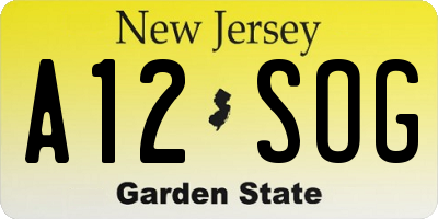 NJ license plate A12SOG